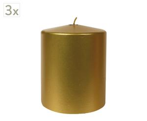 Set de 3 velas cilíndricas Serie Metal 6 - dorado