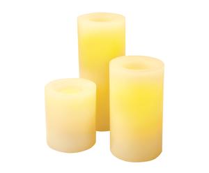 Set de 3 velas cilíndricas de cera auténtica – crema
