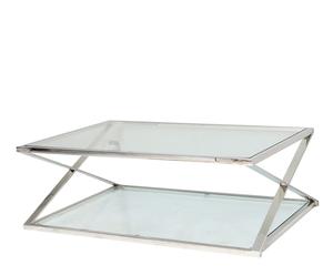 Mesa de centro Darwin de vidrio y acero inoxidable