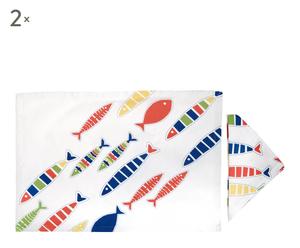 Set de 2 manteles individuales y 2 servilletas de peces de colores – Multicolor