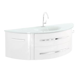 Mueble de lavabo en pvc lacado, vidrio y aluminio – blanco