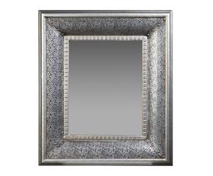 Espejo de pared de madera de abeto y aluminio – gris y plata