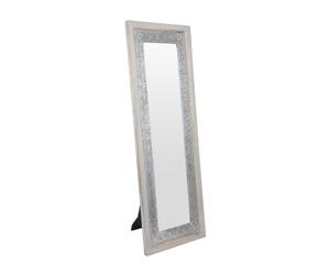 Espejo de pie rectangular de madera de roble y aluminio – plateado