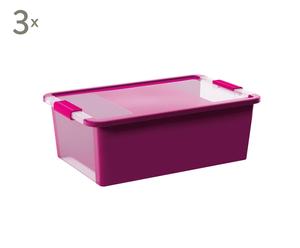 Set de 3 cajas de almacenaje Bibox, violeta - M