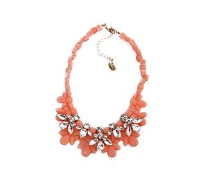Collar ajustado con resinas y piedras de cristal flor - coral