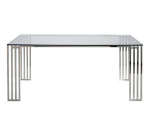 Mesa de comedor en acero inoxidable y vidrio II - plata