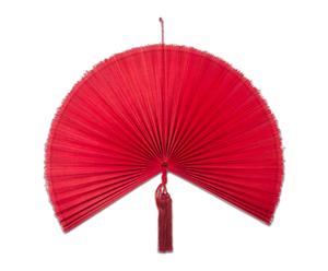 Abanico decorativo de bambú, rojo - mediano