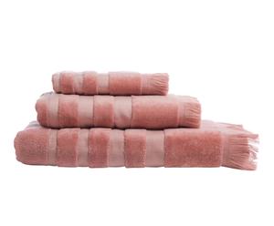 Set de 3 toallas con flecos – rosa