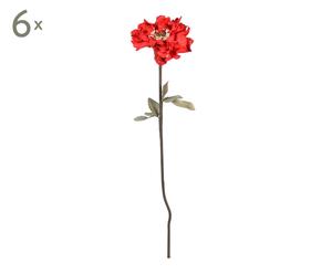 Set de 6 flores de papel, rojo - 80x14