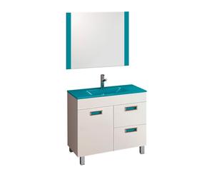 Mueble de lavabo en DM y melamina Triana – blanco y turquesa
