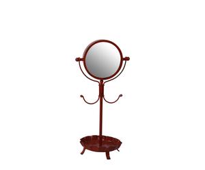 Espejo de tocador con bandeja y colgador en metal envejecido, rojo – pequeño