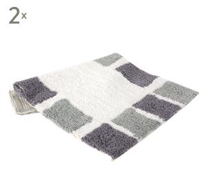Set de 2 alfombras de baño en algodón Cuadros– crema y gris