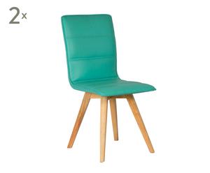 set de 2 sillas tapizadas con piel sintética y patas de madera – azul