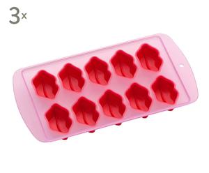 Set de 3 bandejas para hielos con forma de labios - rojo