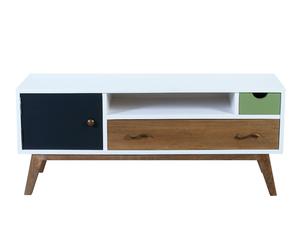 Mesa de TV en madera de mango – natural y multicolor II