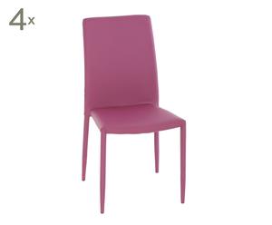 Set de 4 sillas en acero y ecopiel Emy - púrpura
