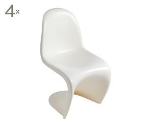 Set de 4 sillas de plástico Curve - blanco