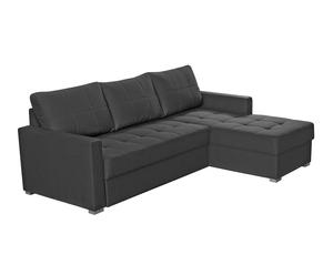 Sofá con chaise longue canapé en haya y similpiel Pi – antracita I