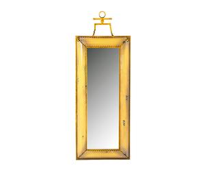 Espejo de pared en metal, amarillo envejecido - 36x97 cm