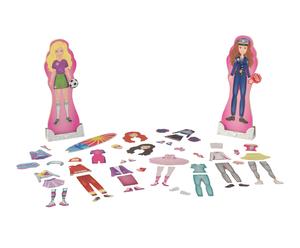 Set de 2 muñecas magnéticas con accesorios Actividades y profesiones