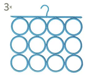 Set de 3 colgadores para pañuelos, fulares y corbatas de polipropileno – azul