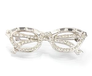 Broche de rodio con cristales Swarovski Gafas