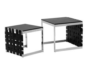 Set de 2 mesas de centro en acero y poliuretano - negro y plateado
