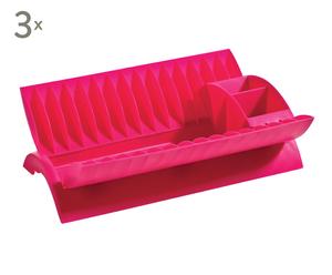 Set de 3 escurridores para platos de plástico – rosa I