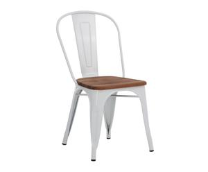 1x Silla tolix blanca con asiento de madera - ES15RJM04-190