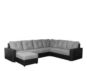 Sofá rinconera de 5 plazas con chaise longue izquierdo Galeria – negro y gris