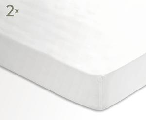 Set de 2 sábanas bajeras ajustables, blanco – cama de 90