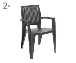 Set de 2 sillas de plástico Caribe - negro