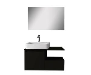 Mueble de lavabo en cerámica con espejo City - negro