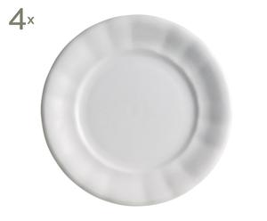 Set de 4 platos de postre de porcelana Aurora blanca