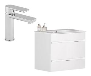 Mueble de baño con lavabo y grifo HIT – blanco brillo