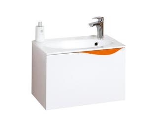 Mueble de baño con lavabo y grifo SLAM – blanco y naranja
