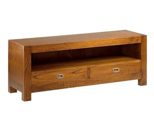 Mueble de TV bajo con 2 cajones en madera de mindi Star