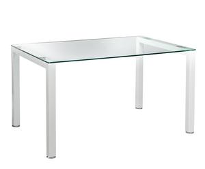 Mesa para ordenador en metal y vidrio – blanca y transparente
