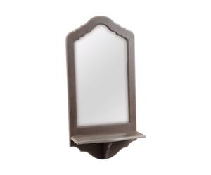 Espejo con estante de madera de bayur y vidrio - gris