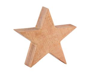 Estrella decorativa de madera natural - naranja