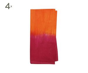 Set de 4 servilletas de algodón, rosa y naranja - 50x50