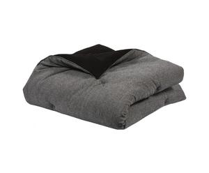 Edredón de lana y poliamida, negro y gris - 160x130