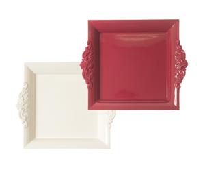Set de 2 bandejas de cerámica – blanca y roja