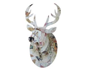 Cabeza de ciervo decorativa en cartón – multicolor