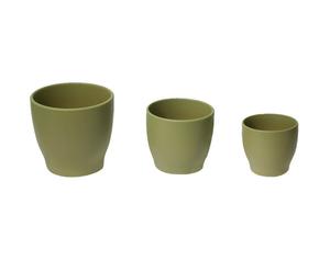 Set de 3 macetas de cerámica Malia – Verde