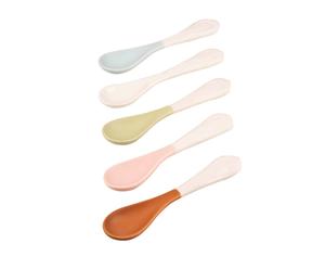 Set de 5 cucharillas de porcelana esmaltada – blanco y multicolor
