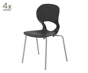 Set de 4 sillas en metal y ABS - negro