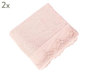 Set de 2 toallas de lavabo de algodón Amelda, rosa - 50x90 cm