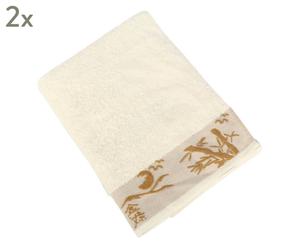 Set de 2 toallas de ducha de algodón melisa, crema - 70x140 cm