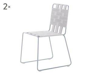 Set de 2 sillas de acero RAYAS - blanco